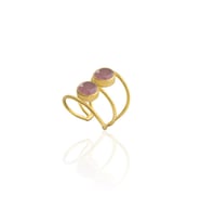 Kadir Jewellery 22 Ayar Altın Kaplama Kadın Zirkon Taşlı Yüzük (Pembe)