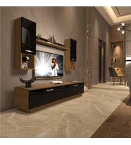 Decoraktiv Eko 5DAB Mdf Std Tv Ünitesi Tv Sehpası - Parlak Beyaz (Pera - Siyah)