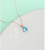 925 Ayar Gümüş Dorikalı Safir Damla Kolye (Aqua)