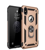 Microsonic Apple iPhone X Kılıf Military Ring Holder (Gold)