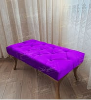 Kapitoneli Ayak Ucu Kapı Önü Antre Bench Puf Gold Ayak (110*45) (Lila)