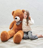 SOLE 120 cm Papyonlu Peluş Ayıcık- İthal Kumaş, Büyük BOY - % 100 YERLİ ÜRETİM (Kahverengi)