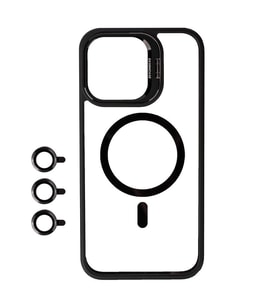 iPhone 15 Pro Max Uyumlu Kılıf Case, Lens Koruyuculu Mıknatıslı Magsafe Wireless Şarj Destekli Kapak (Siyah)