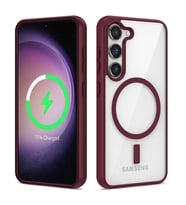 Galaxy S22 Plus Kılıf Magsafe Wireless Şarj Özellikli Silikon Zore Ege Kılıf (Bordo)