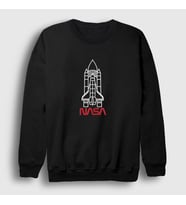 Presmono Unisex Beyaz Rocket V2 Nasa Space Uzay Sweatshirt 369511tt (Siyah)