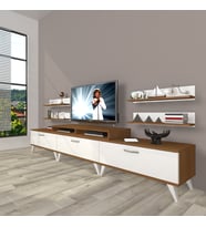 Decoraktiv Ekoflex 270r Slm Retro Tv Ünitesi Tv Sehpası (Beyaz - Kahverengi)