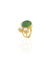 Kadir Jewellery 22 Ayar Altın Kaplama Kadın Zirkon Taşlı Yüzük-El İşçiliği Ve Özel Tasarım (Yeşil)