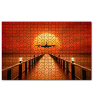 Cakapuzzle Okyanus İskele Günbatımı ve Uçak  Puzzle Yapboz MDF (Ahşap) (255 Parça)