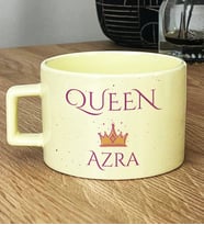 Kişiye Özel Queen Hediye Pastel Fincan Sevgiliye Hediye (Sarı)