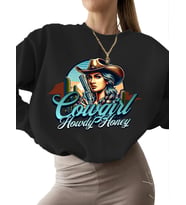 bisiklet yaka kalın 3 iplik şardonlu Bej Kovboy merhaba tatlım Baskılı Sweatshirt erkek unisex (Siyah)