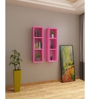 Kitaplık Duvar Rafı Mobilya Takım Beyaz (Pembe)