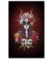 Cakapuzzle Ölü Gelin ve Çiçeklerle Kurukafalar Puzzle Yapboz MDF (Ahşap) (255 Parça)