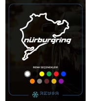 Nürburgring Araba Sticker siyah 19x18 CM (Beyaz)