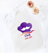 BK Gift Kişiye Özel Chef Tasarımlı Beyaz Mutfak Önlüğü, Aşçı Önlüğü, Şef Önlüğü, Ev Hediyesi, Arkadaşa Hediye-8 (Model 4)