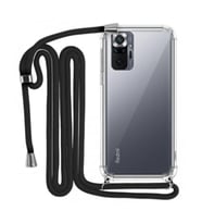 Xiaomi Redmi Note 10 PRO MAX Şeffaf Boyun Omuz Askılı İpli Kılıf (Siyah)