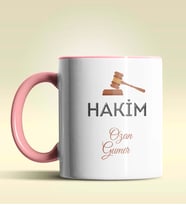 Kişiye Özel Hakim 3 Tasarımlı Turuncu Kupa Bardak (Pembe)
