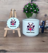 Sevimli Panda Hediye Seti Kupa Bardak T Kulplu ve Anahtarlık Arkadaşa Sevgiliye Hediye (Model 2)