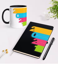 BK Gift Kişiye Özel 2024 Mutlu Yıllar Beyaz Defter Kalem ve Kupa Seti-12 (Model 2)