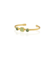 Kadir Jewellery 22 Ayar Altın Kaplama Zirkon Taşlı Ayarlanabilir Vintage Bilezik (Açık Yeşil)