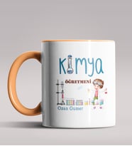 Kişiye Özel Kimya Öğretmeni Tasarım Siyah Renk Kupa Bardak 5 (Turuncu)