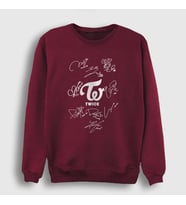 Presmono Unisex Beyaz Signs K-Pop Twice Sweatshirt 281769tt (Bordo)