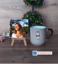 Tatlı Penguen Fotoğraflı Dekoratif Taş, Kupa Bardak Beyaz Hediye (Model 10)