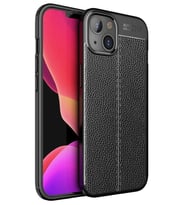 iPhone 13 Mini Kılıf Deri Desenli Kamera Korumalı Silikon (Siyah)