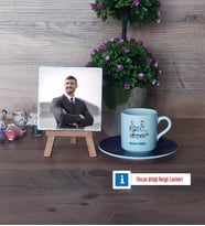 Rehber Öğretmen Fotoğraflı Dekoratif Taş, Ahşap Altlıklı Türk Kahvesi Fincanı Hediye Öğretmenler Günü Hediyesi (Model 4)