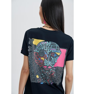 Beginning Composition Kadın Baskı Taş T-Shirt (Lacivert)