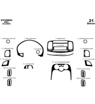 Meriç® Hyundai Accent Era Ön Torpido Kaplama Maun 21 Parça 2006-2010 (Piano Black)