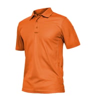 Ghassy Co. Erkek Taktik Polo Yaka Gömlek Hızlı Kuruma Nem Emici Performans Pique Jersey Golf T-shirt (Turuncu)