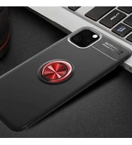 Apple iPhone 11 Pro Max Kılıf Zore Ravel Yüzüklü Silikon Kılıf (Siyah-Kırmızı)