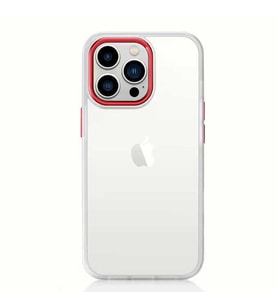 Uyumlu Model Apple iPhone 13 Pro Max Kılıf Sararmaz Defens Armour Krom Case (Kırmızı)