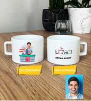 Kişiye Özel Karikatürlü Eczacı Hediye Lüks Fincan Erkek Ezacıya Tıp Bayramı Hediyesi (Beyaz)