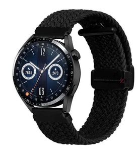 Sneezy Samsung Galaxy Watch 5 40-44mm İle Uyumlu 20mm FiberLink Manyetik Tokalı Kumaş Örgü Kordon (Siyah)