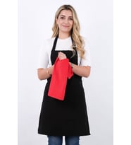 Star ayar askılı havlulu mutfak önlüğü seti (Havlulu önlük) (Siyah - Kırmızı) (Siyah-Kırmızı)