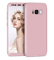 Samsung Galaxy S8 Kılıf Kamera Çıkıntılı 360 Tam Koruma Ays (Rose)