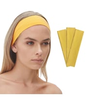 3'lü Spor Saç Bantları - Elastik Kaymaz İnce Saç Ter Kafa Bandı Bandana, Kadın & Erkek Koşu Fitness Yoga Pilates Makyaj Yüz Yıkama Atletik Egzersiz Saç Bandı (Sarı)