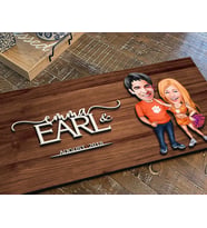 BK Gift Kişiye Özel Sevgililer Karikatürlü Kabartma Figürlü Ahşap Tablo, Duvar Dekoru, Arkadaşa Hediye, Özel Tasarım Ev Hediyesi-54 (Ceviz)