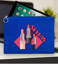 BK Gift Kişiye Özel İsimli-2 Tablet Çantası 30x21cm(12 Renk Seçeneği), Ipad Çantası, Baskılı Tablet Kılıfı (Mavi)