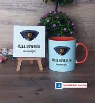 Özel Güvenlik Görevlisi Dekoratif Taş, Kupa Bardak Kırmızı Hediye (Model 12)