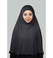Hazır Türban Peçeli Pratik Eşarp Tesettür Nikaplı Hijab - Namaz Örtüsü Sufle (3XL) (Füme)