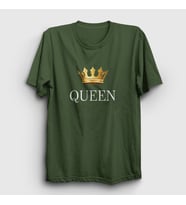 Presmono Unisex Beyaz Queen Kraliçe T-Shirt 385921tt (Haki)