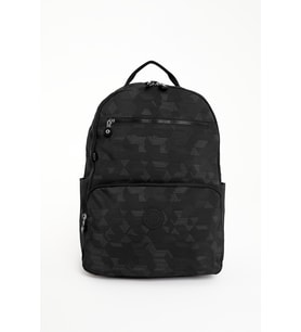 Unisex Suya Dayanıklı Orta Boy Krinkıl Kumaş Siyah Desenli Laptop Okul Ve Seyahat Sırt Çantası