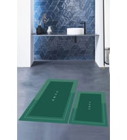 EVDEYA Dijital Baskılı Yıkanabilir Home Yazılı İkili Banyo Paspası Klozet Takımı, KLOZET-3-GRİ, (Yeşil)