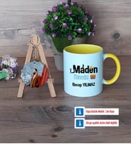 Maden Mühendisi Kupa Bardak Beyaz ve Fotoğraflı Ahşap Anahtarlık Hediye (Model 7)