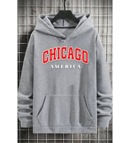 Unisex Chiago Baskılı Sweatshirt (Gri)