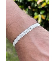 Unisex Siyah Kazaziye Üç Sıra Örgü Bileklik : Gümüş - 16 cm (Gümüş)
