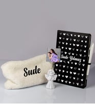 Anneler Gününe Özel Defter Kalem Fotoğraflı Melek Notluk Ve Peluş Kalemlik Hediye Seti 106889 (Siyah)