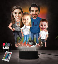 Doğum Günü Hediyesi,Sevgiliye Hediye, Kişiye Özel Fotoğraflı Çekirdek Aile  Karikatür 3D Led Lamba (RGB)